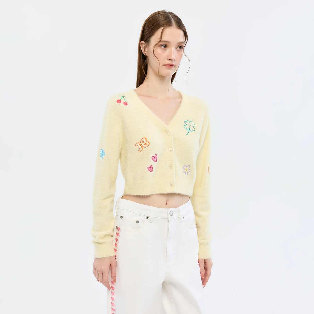 เสื้อคาร์ดิแกนลายกราฟิก Yellow