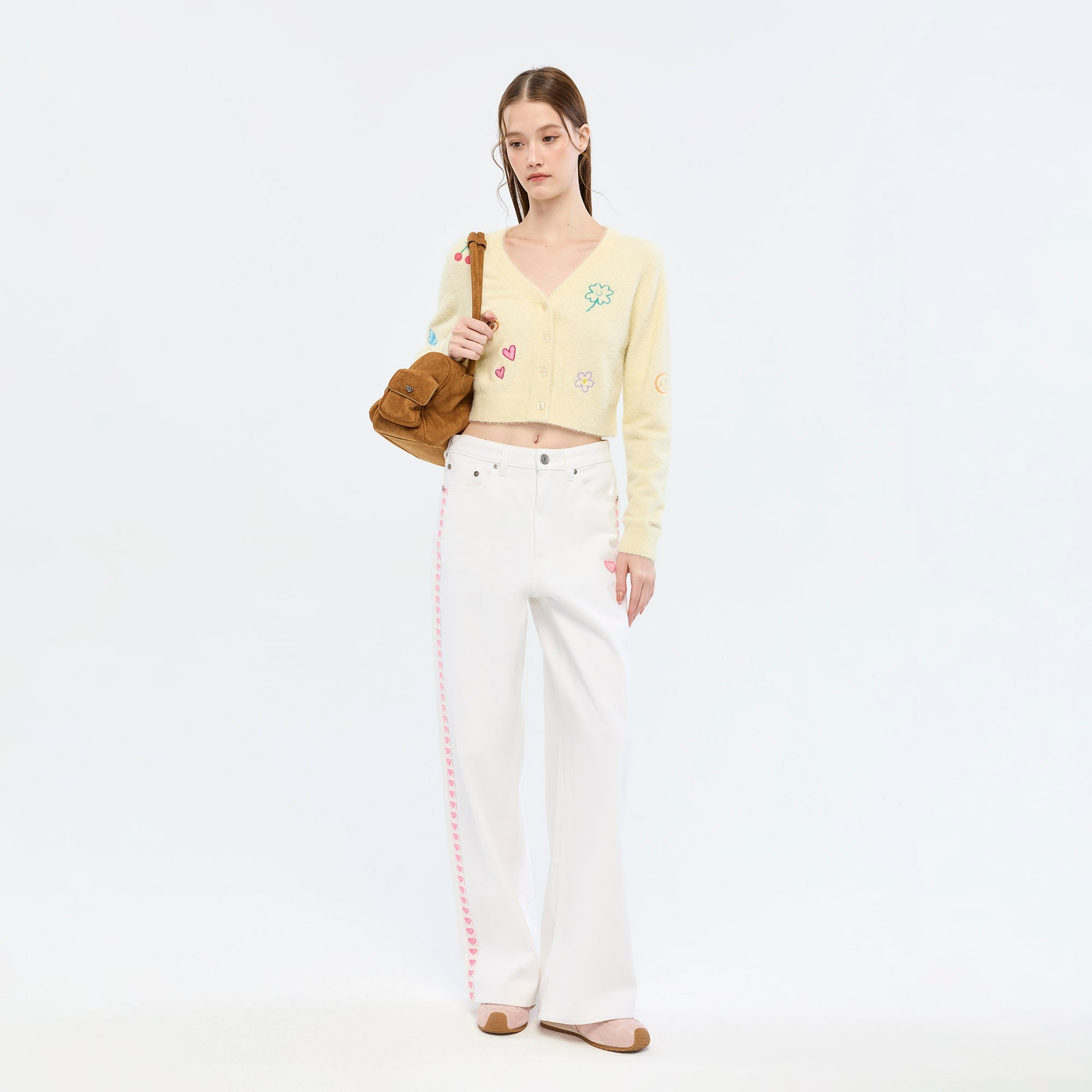 เสื้อคาร์ดิแกนลายกราฟิก Yellow