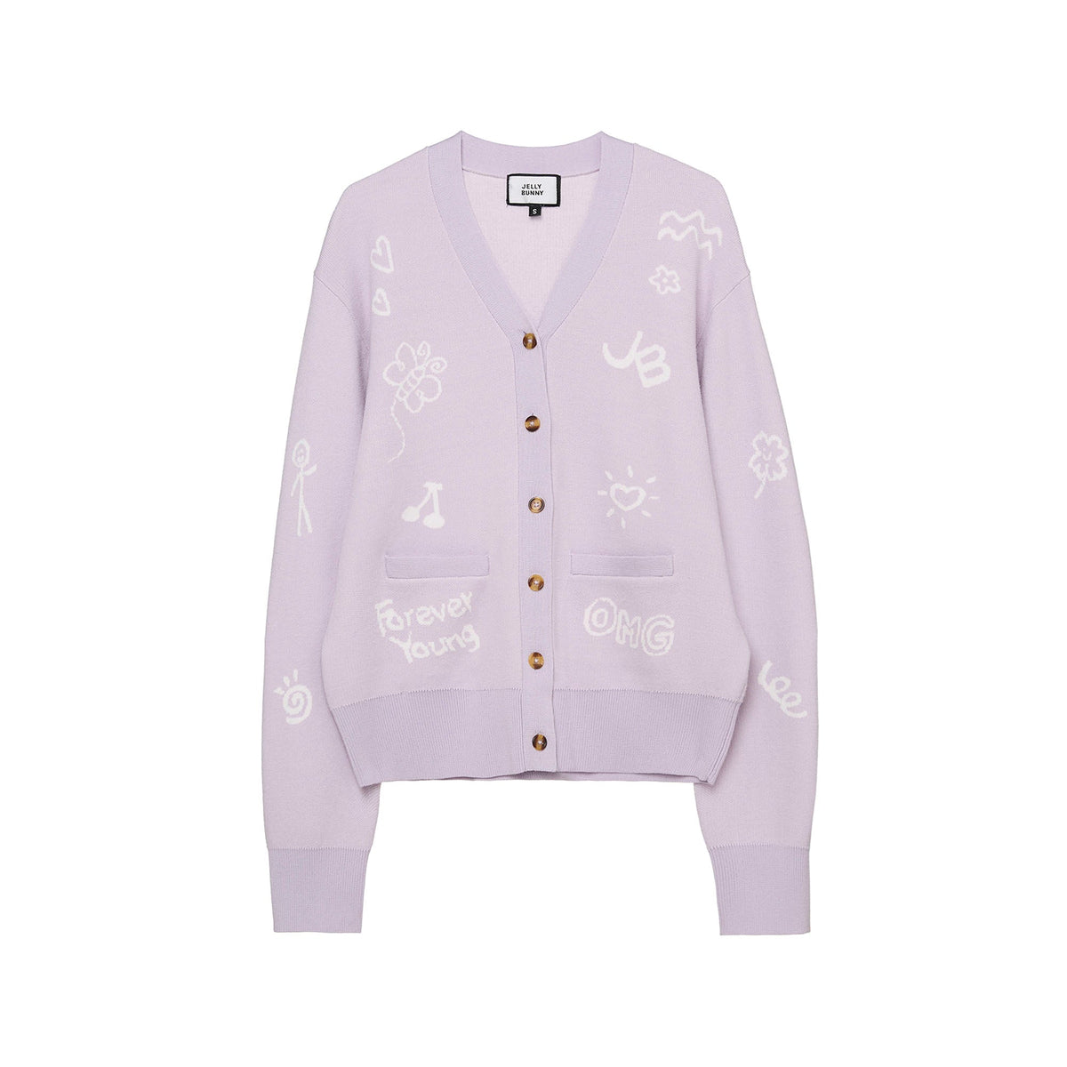 เสื้อคาร์ดิแกนลายกราฟิก Jeremy Purple