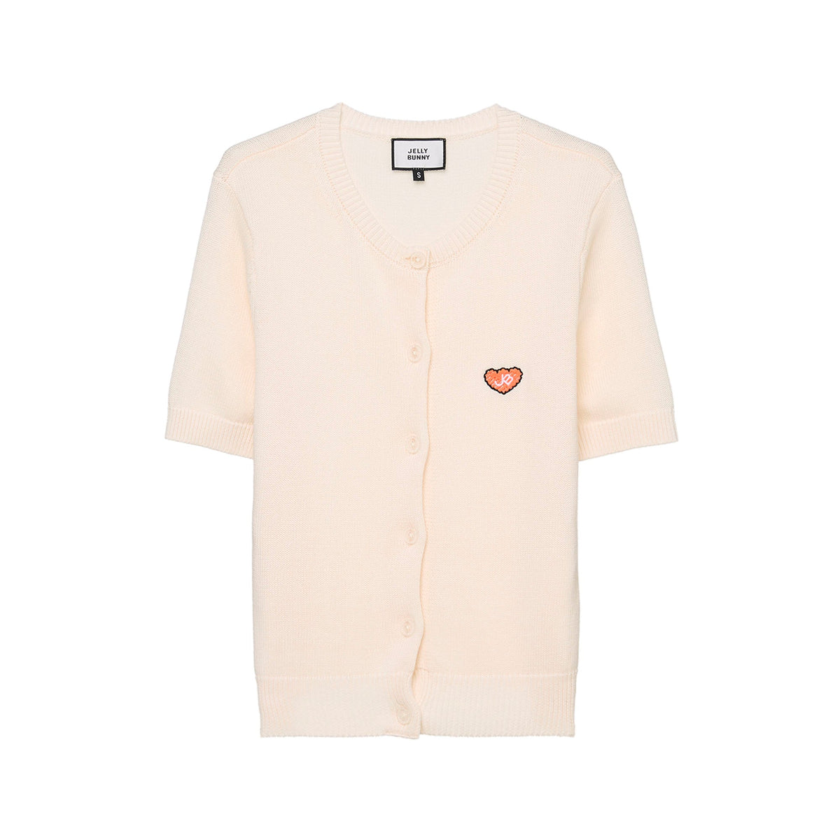 Heart Patch Knit Cardigan & Camisole Set Cream