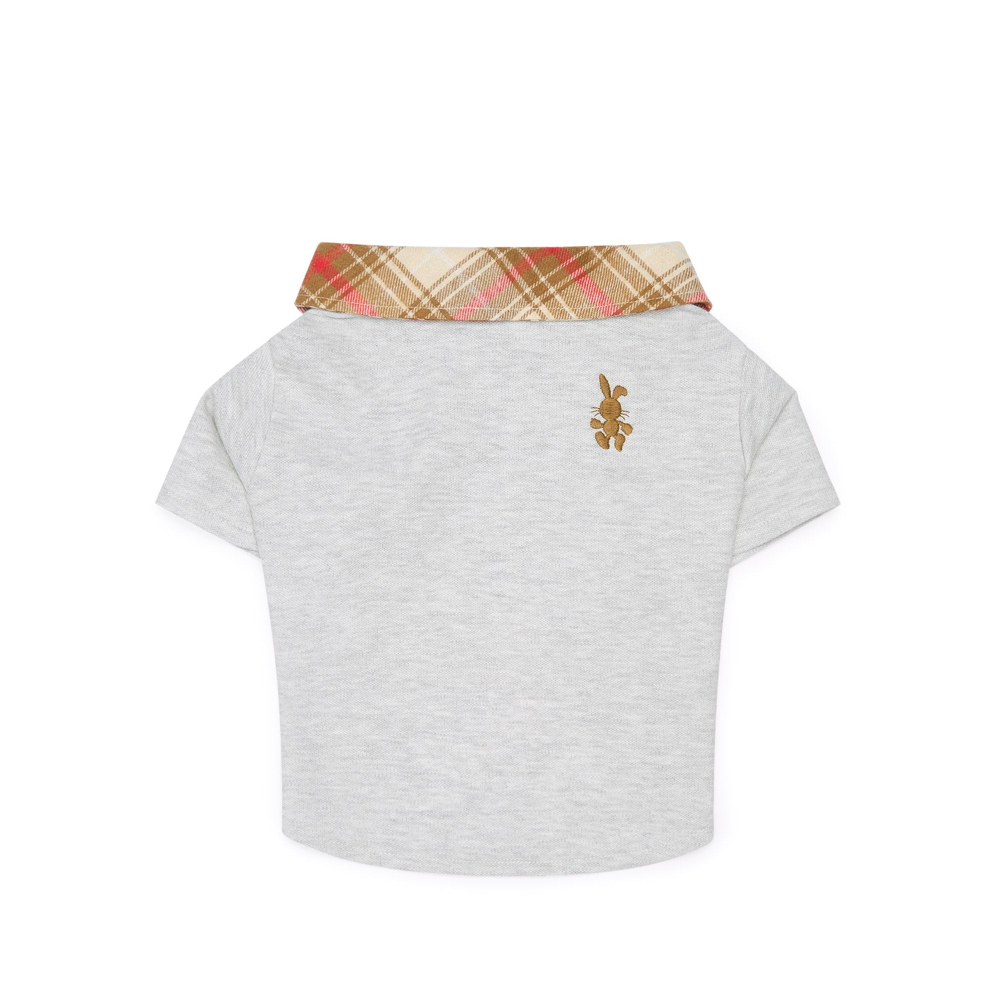Jeremy Checked Collar T-Shirt For Pets Grey