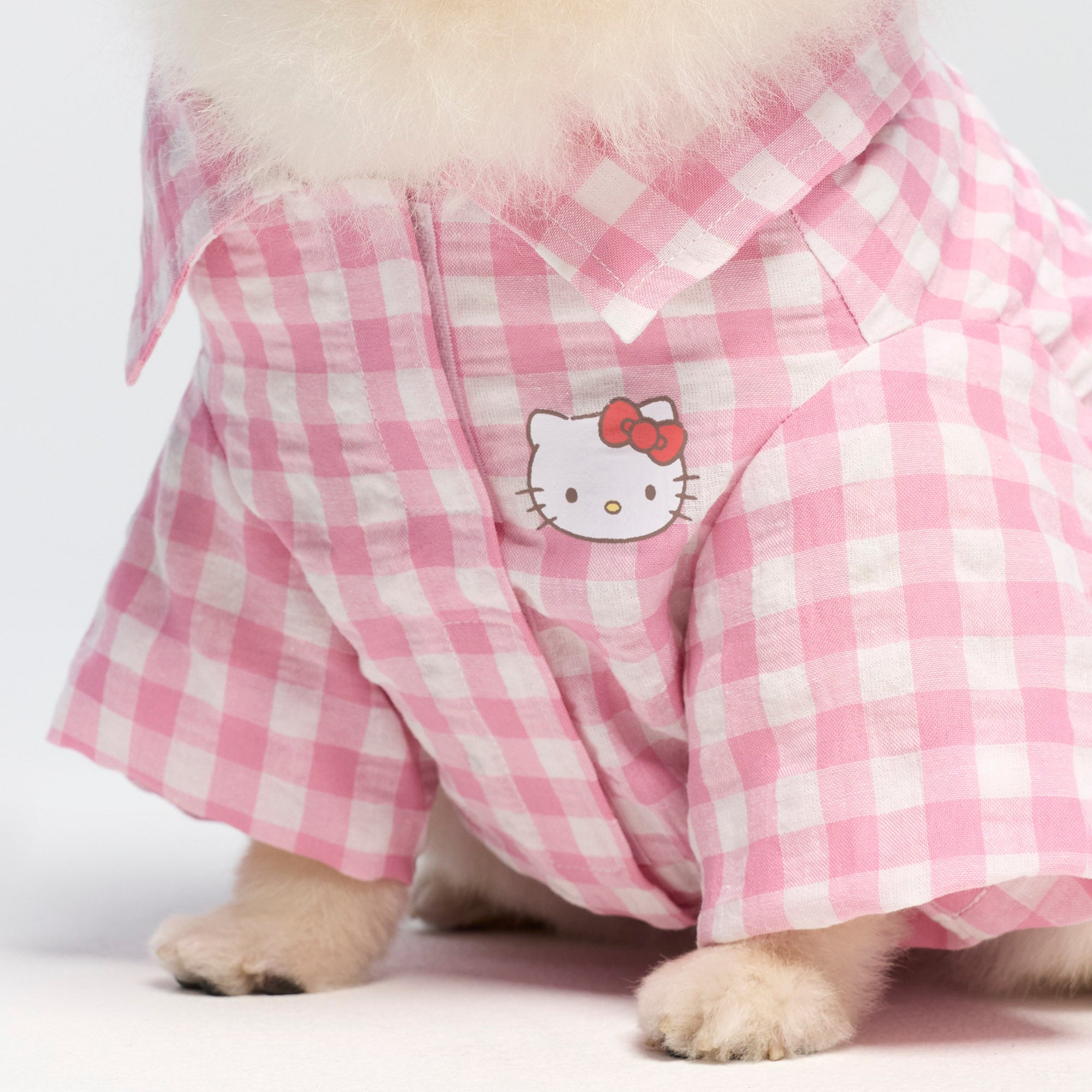 เสื้อเชิ้ตลายตาราง Hello Kitty สำหรับสัตว์เลี้ยง Check Pink