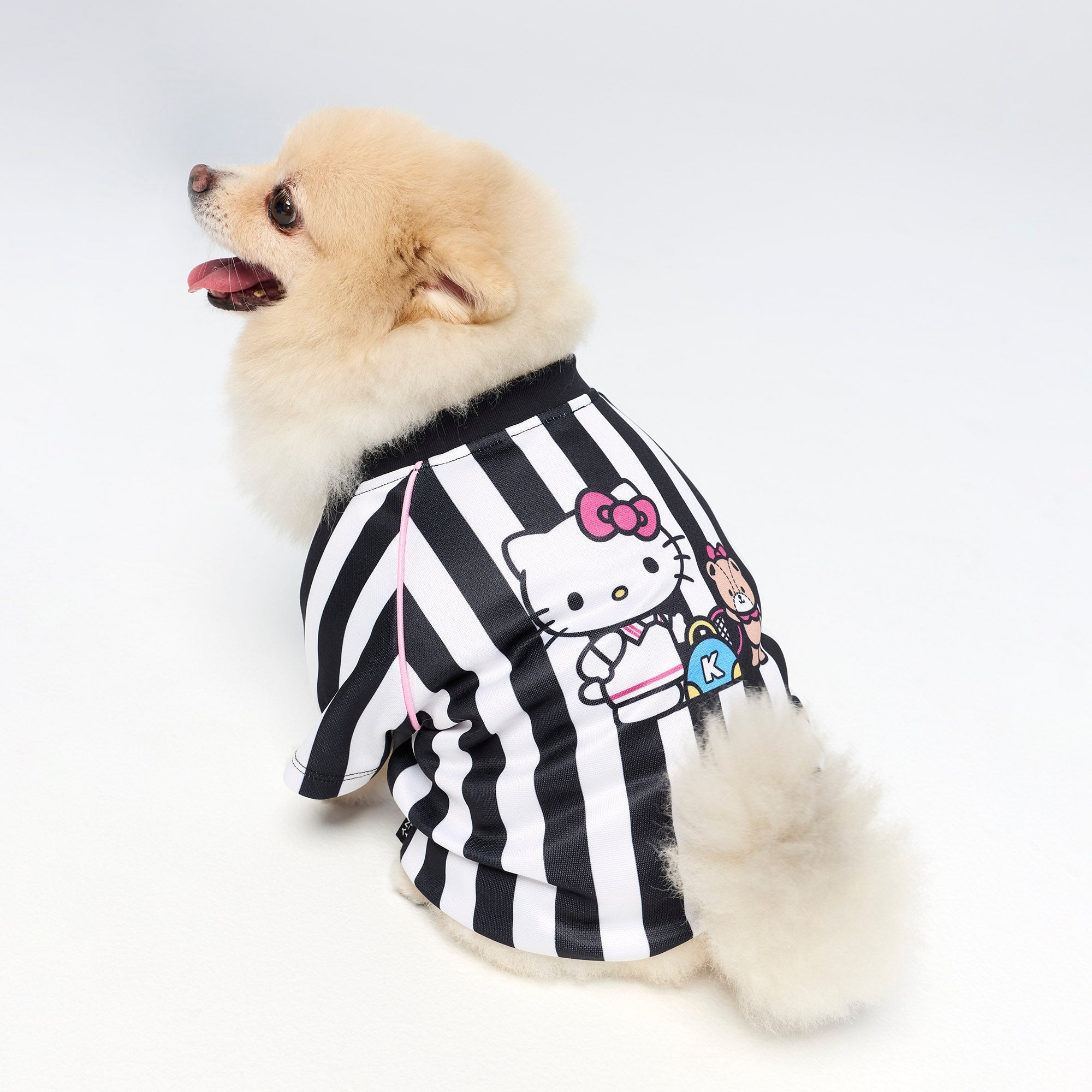 เสื้อยืดลายทาง Hello Kitty สำหรับสัตว์เลี้ยง Black