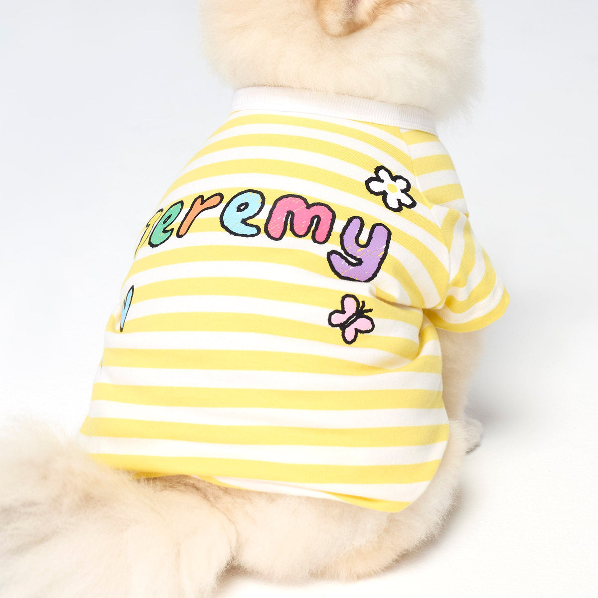 เสื้อยืดลายทาง Jeremy สำหรับสัตว์เลี้ยง Yellow