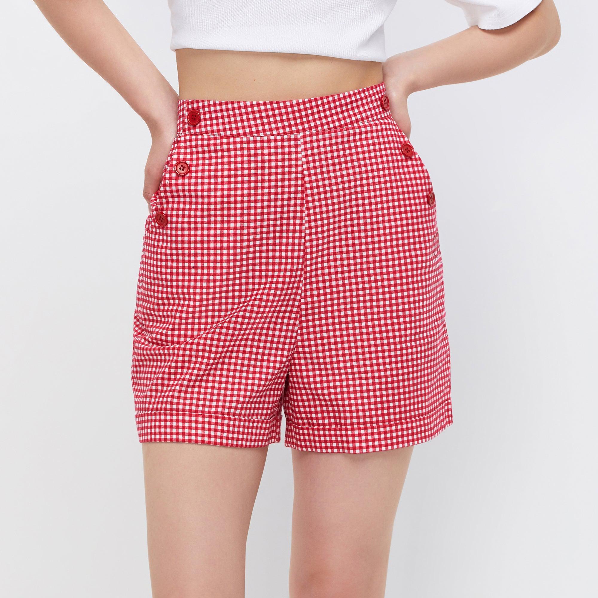Afterschool High Waist Gingham Shorts Jelly Bunny TH